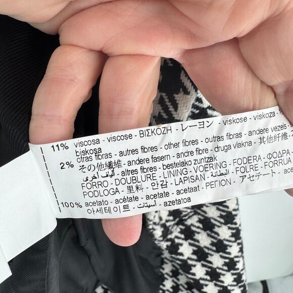 ZARA Black White Houndstooth Double Breasted Blazer Gold Button Tweed Size Small - Picture 7 of 9